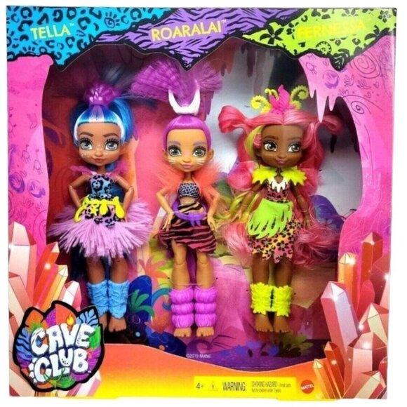 Mattel Prehistoric Cave Club 3 Pack Dolls TELLA ROARALAI FERNESSA Poseable Dolls - Picture 1 of 11